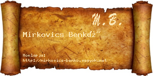 Mirkovics Benkő névjegykártya